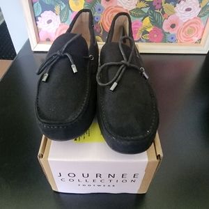 Journee Collection Black Suede Loafers